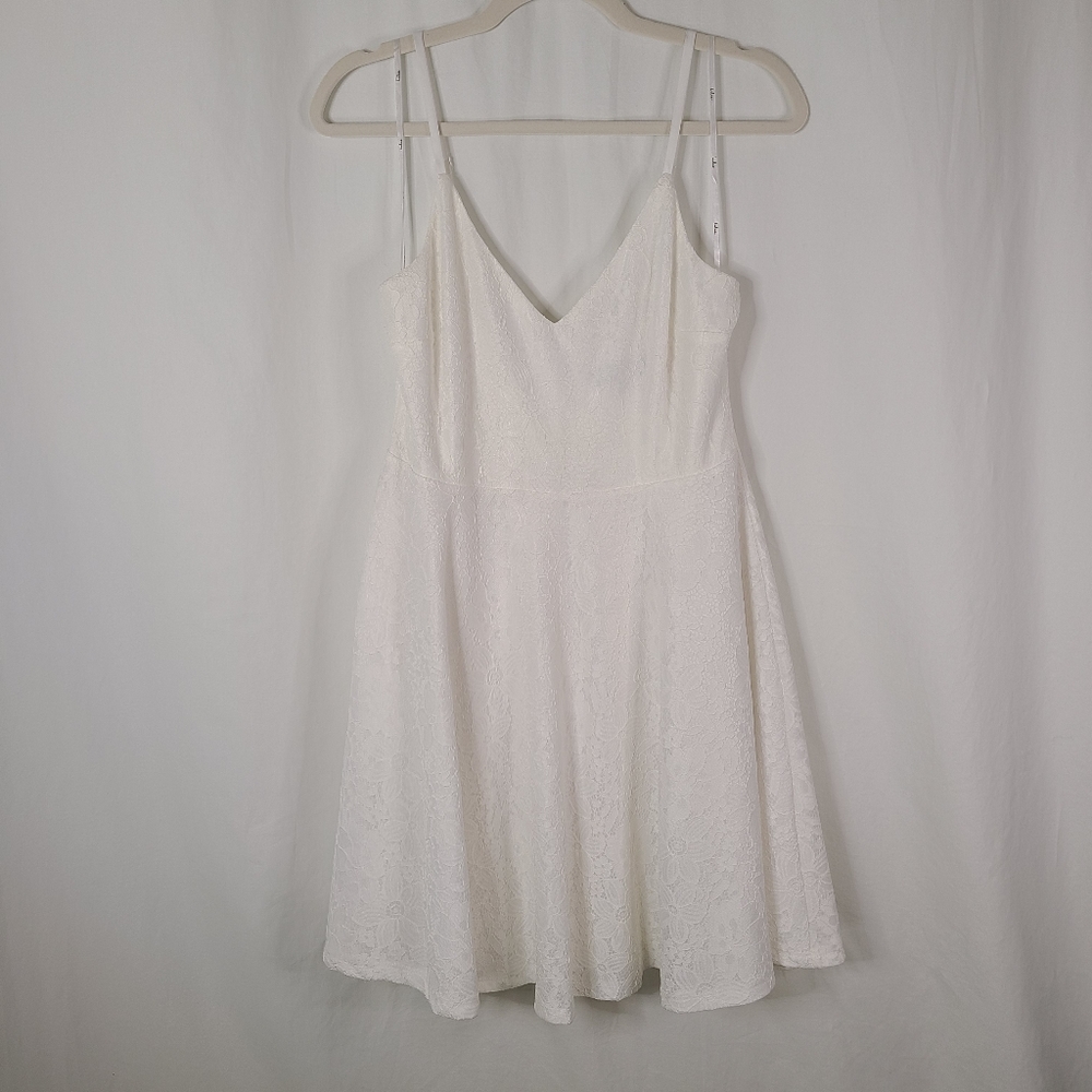 Lulu's White Lace Fit and Flare Mini Dress Size Medium